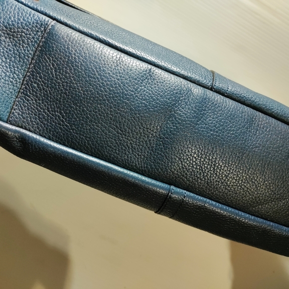 Genuine vintage COACH Camden  pebbled blue leather brief messenger bag like new - Picture 11 of 13